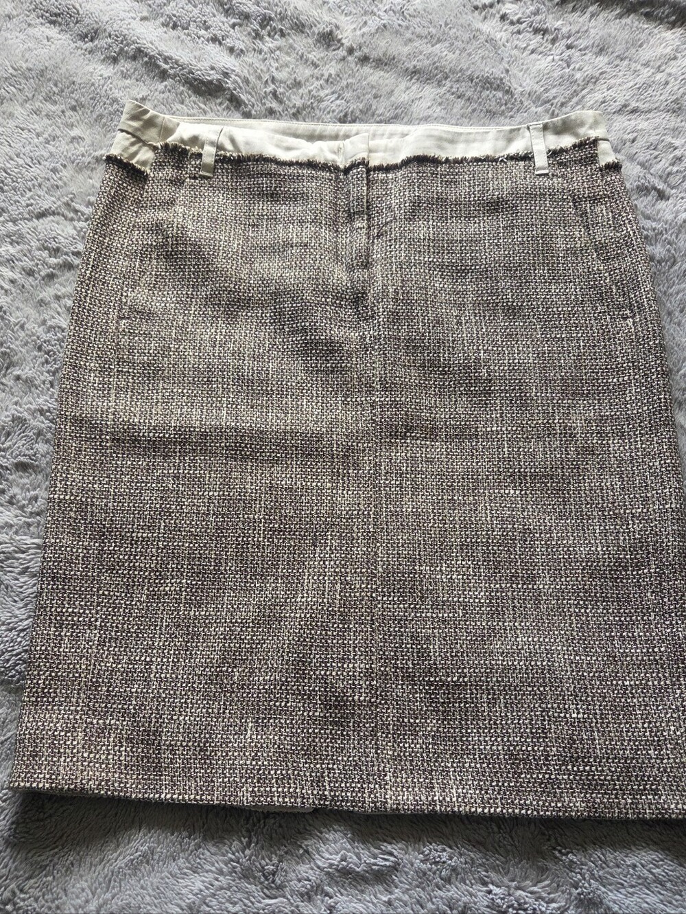 MaxMara Brown Tweed Pencil Skirt with Cream Waistband 12